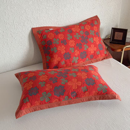 Four-leaf Clover Cotton Gauze Quilt Blanket - 2PCS Pillow Towels - 20" x 31" - image 11