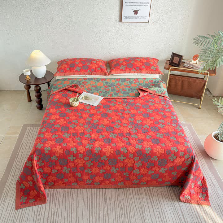 Four-leaf Clover Cotton Gauze Quilt Blanket - image 3