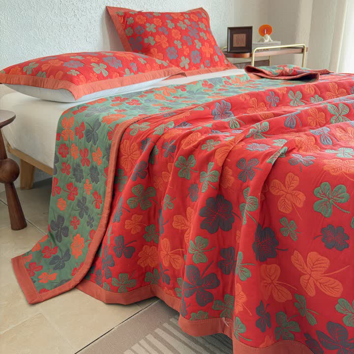 Four-leaf Clover Cotton Gauze Quilt Blanket - image 2