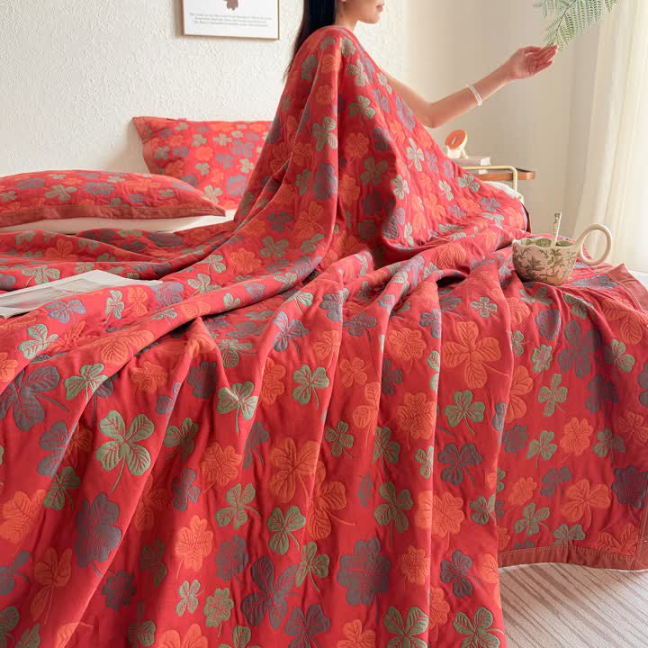 Four-leaf Clover Cotton Gauze Quilt Blanket - image 10