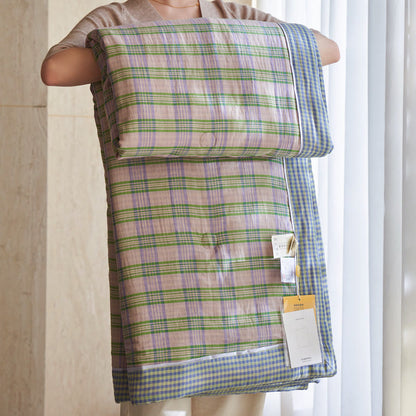 Ownkoti Gingham Pure Cotton Quilt Set - Yellow&Purple - Quilts - King - image 19