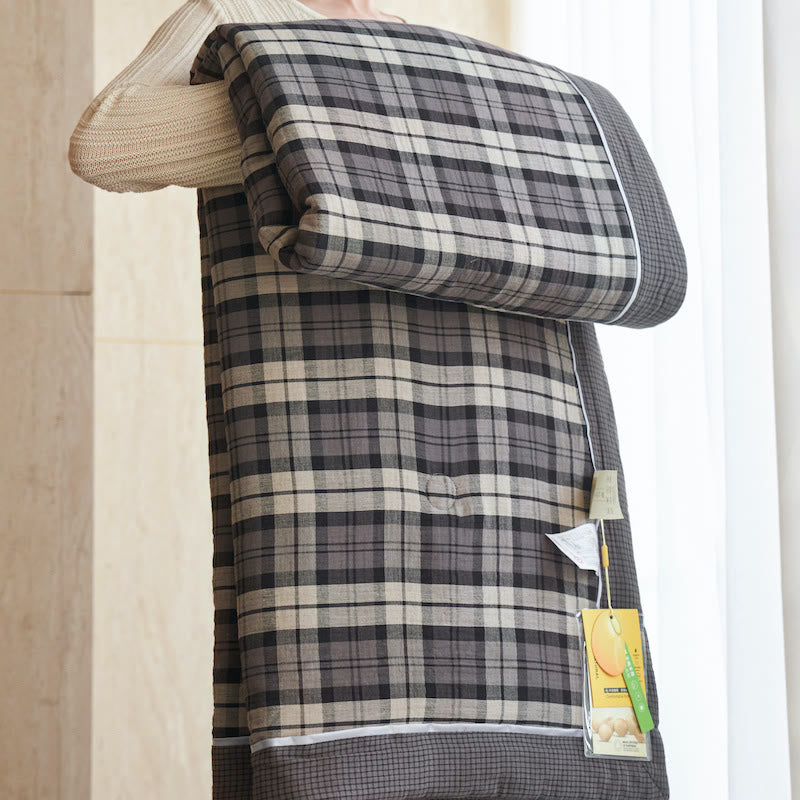 Ownkoti Gingham Pure Cotton Quilt Set - Dark Grey - Quilts - King - image 5