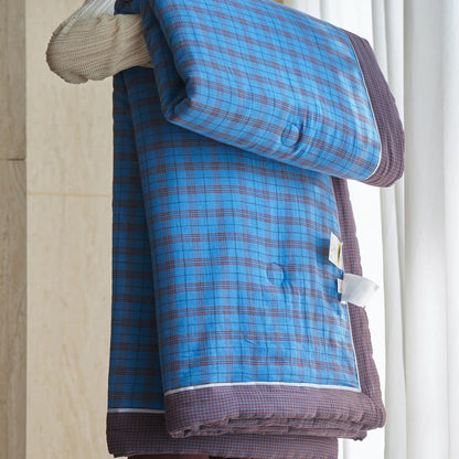 Ownkoti Gingham Pure Cotton Quilt Set - Dark Blue - Quilts - King - image 11