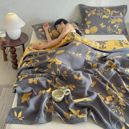 Branch & Bird Cotton Gauze Quilt Blanket - image 8