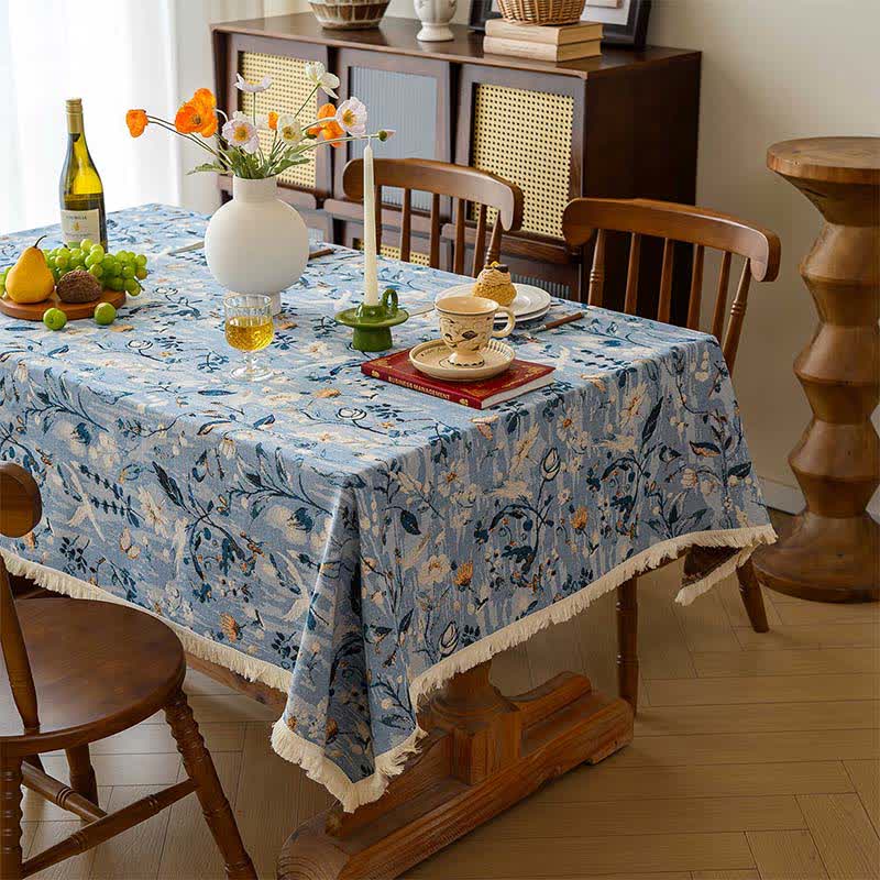 Serene Garden Oil Painting Jacquard Tablecloth - image 3