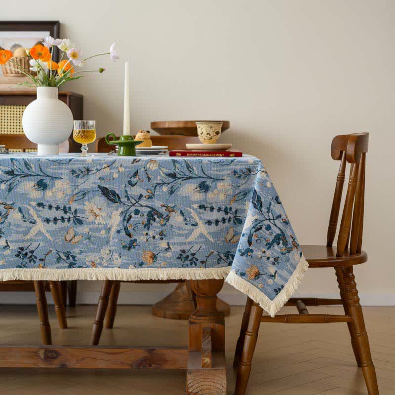 Serene Garden Oil Painting Jacquard Tablecloth - 55" x 118" - image 0