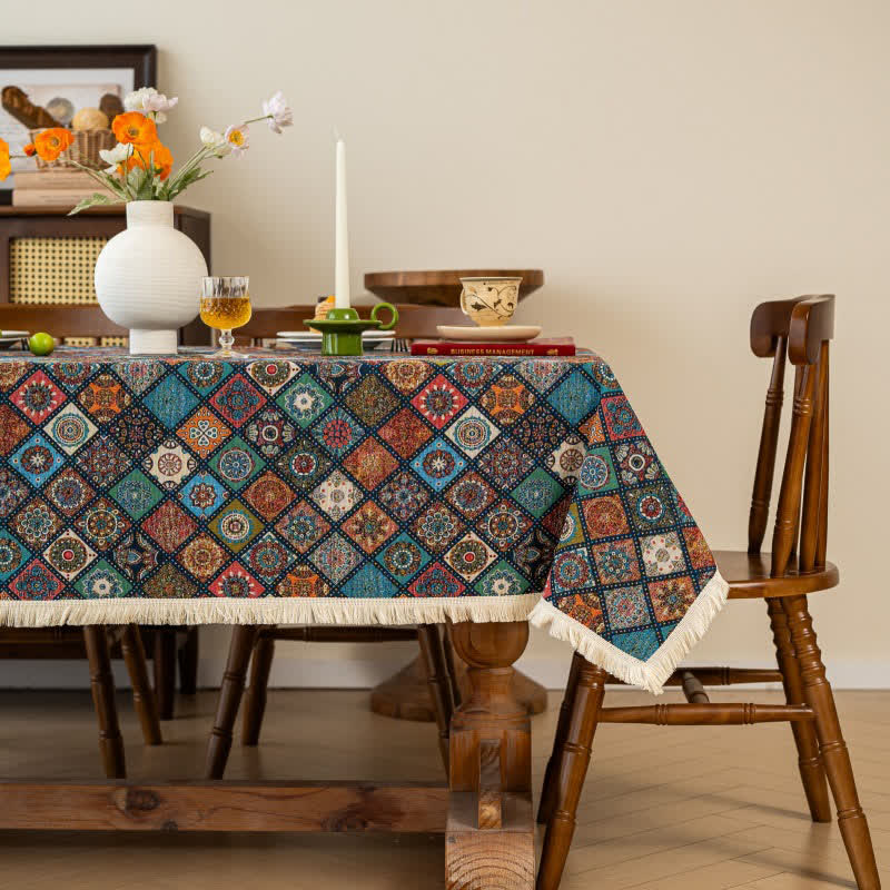 Exotic Kaleidoscope Mandala Jacquard Tablecloth - 55" x 118" - image 0