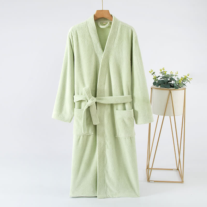 His & Hers Solid Color Absorbent Bath Robe - Olive Green - Women: L - image 8