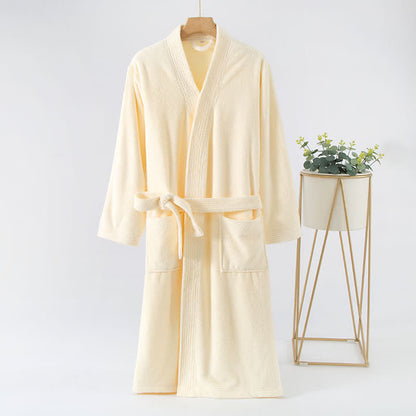 His & Hers Solid Color Absorbent Bath Robe - Beige - Men: L - image 7