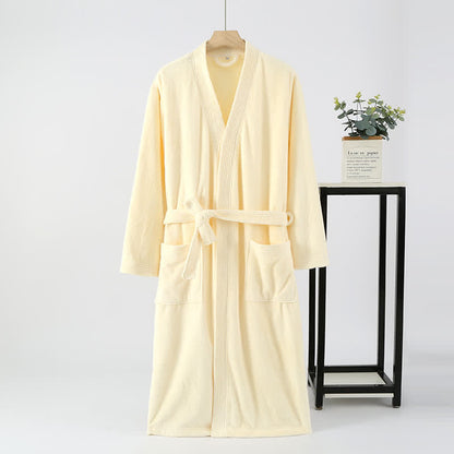 His & Hers Solid Color Absorbent Bath Robe - Beige - Women: L - image 6