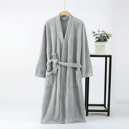 His & Hers Solid Color Absorbent Bath Robe - Grey - Men: L - image 16