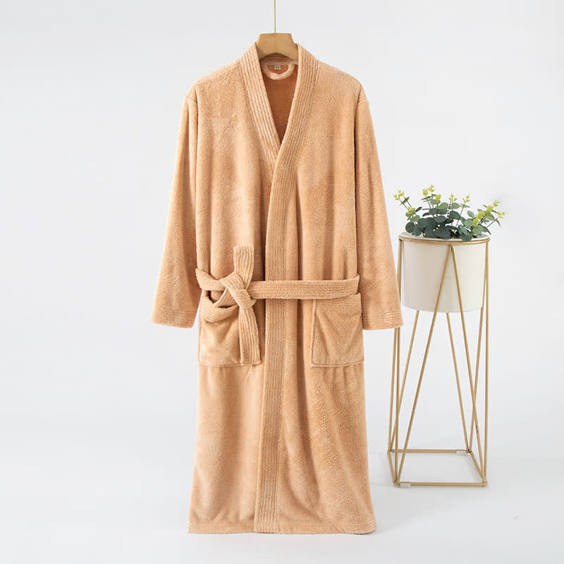 His & Hers Solid Color Absorbent Bath Robe - Brown - Women: L - image 4