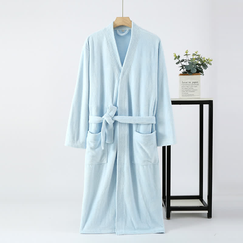 His & Hers Solid Color Absorbent Bath Robe - Light Blue - Men: L - image 3