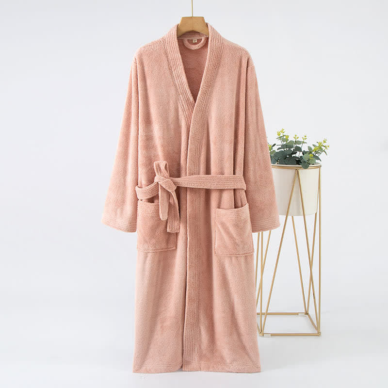 His & Hers Solid Color Absorbent Bath Robe - Pink - Women: L - image 9