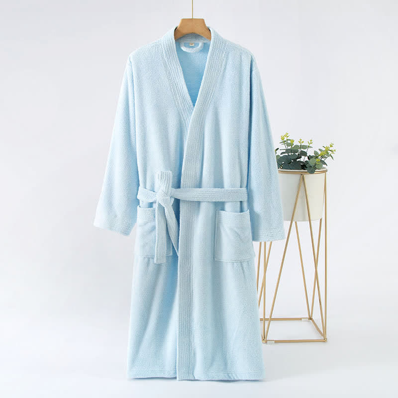 His & Hers Solid Color Absorbent Bath Robe - Light Blue - Women: L - image 2