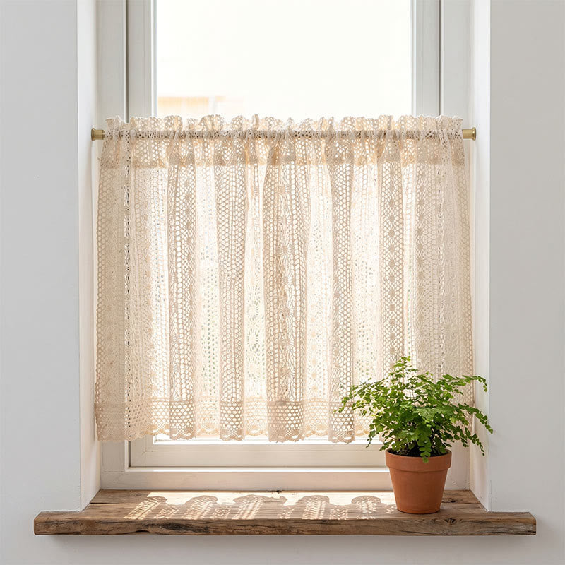 Dot Pattern Crochet Tier Curtain - image 1