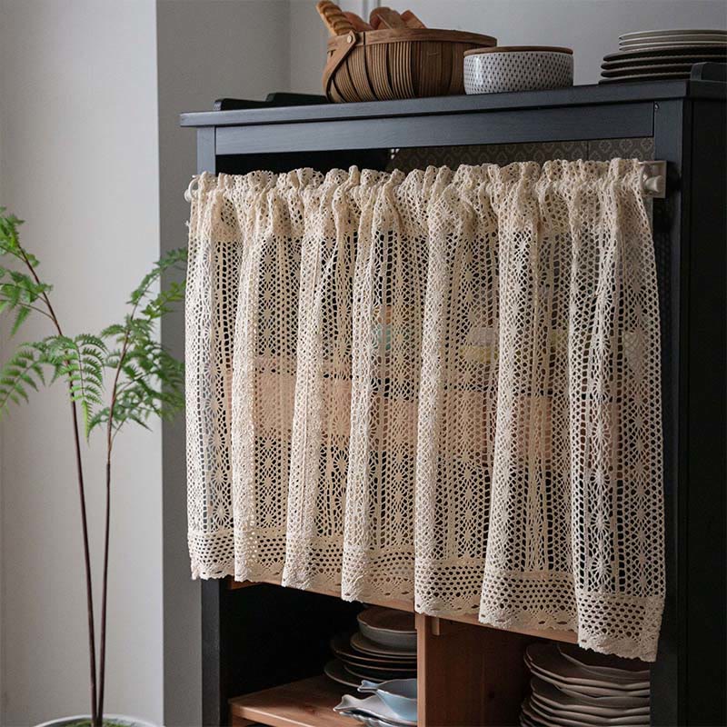 Dot Pattern Crochet Tier Curtain - Dot - 150cm x 60cm - image 0