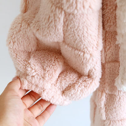 Couple Matching Grid Textured Hooded Flannel Robe - image 8