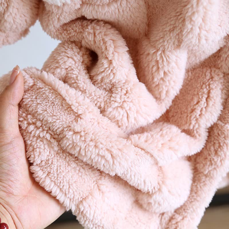 Couple Matching Grid Textured Hooded Flannel Robe - image 12