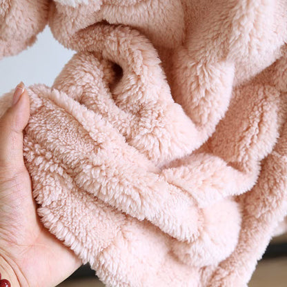 Couple Matching Grid Textured Hooded Flannel Robe - image 12