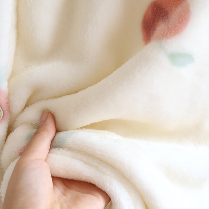 Peach Print Plush Hooded Bathrobe - image 11