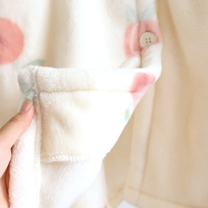 Peach Print Plush Hooded Bathrobe - image 10