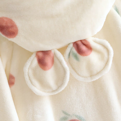 Peach Print Plush Hooded Bathrobe - image 5