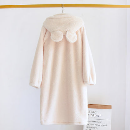 Minimalist Style Solid Color Hooded Robe - image 3