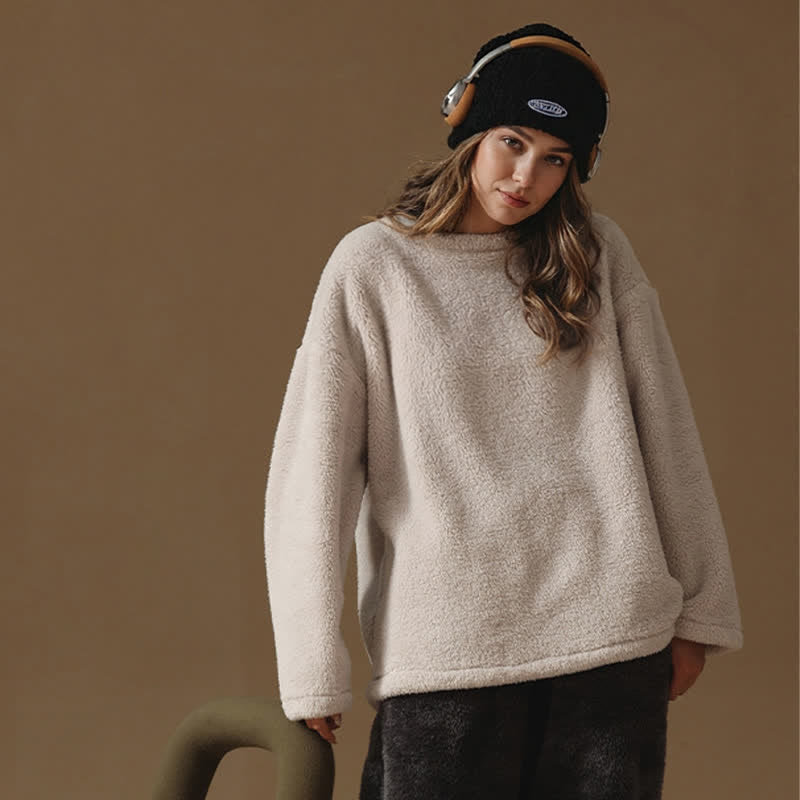 Couple Matching Minimalist Flannel Pullover Pajamas - Light Gray - Women - 2XL - image 4