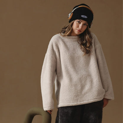 Couple Matching Minimalist Flannel Pullover Pajamas - Light Gray - Women - 2XL - image 4