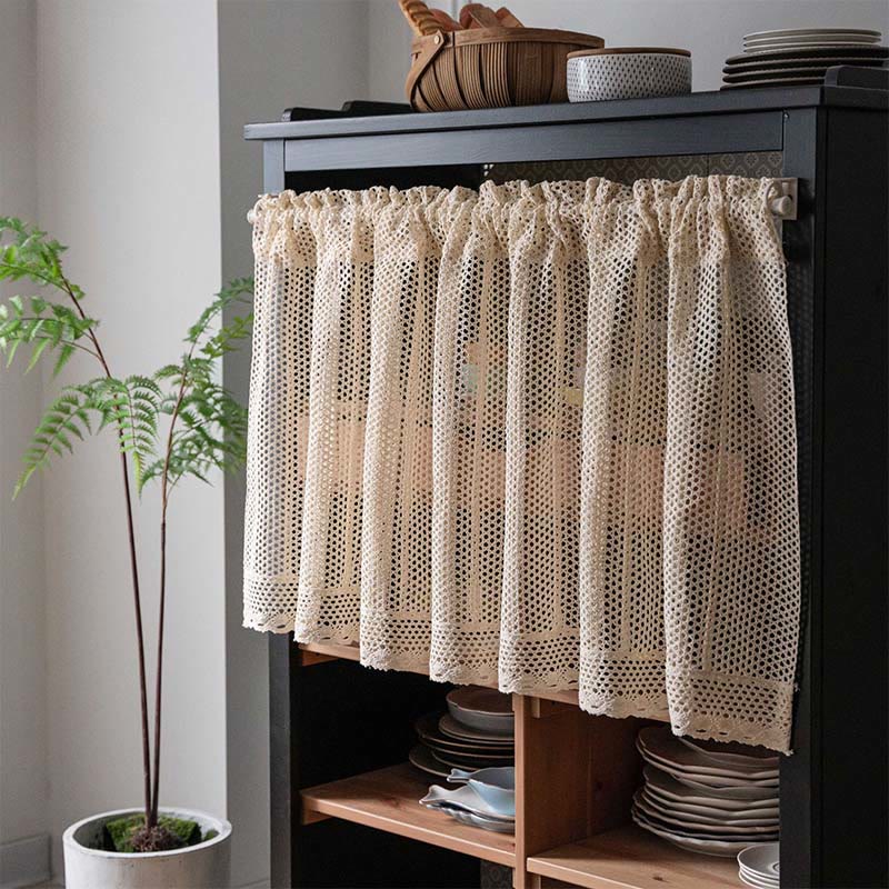 Bohemian Mesh Pattern Crochet Tier Curtain - Mesh - 150cm x 60cm - image 0