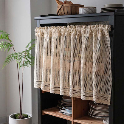 Bohemian Mesh Pattern Crochet Tier Curtain - Mesh - 150cm x 60cm - image 0