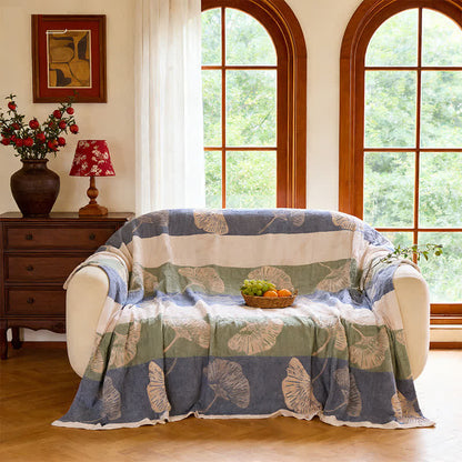 Striped Ginkgo Leaf Cotton Gauze Quilt Blanket - image 2