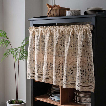 Four-Leaf Clover Crochet Tier Curtain - Four-leaf Clover - 150cm x 60cm - image 0