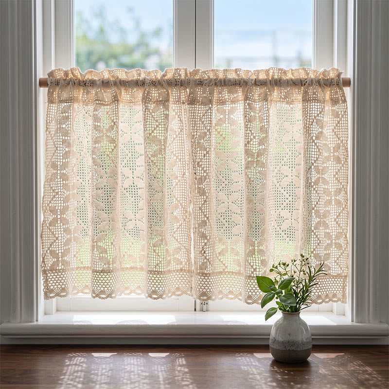 Four-Leaf Clover Crochet Tier Curtain - image 1