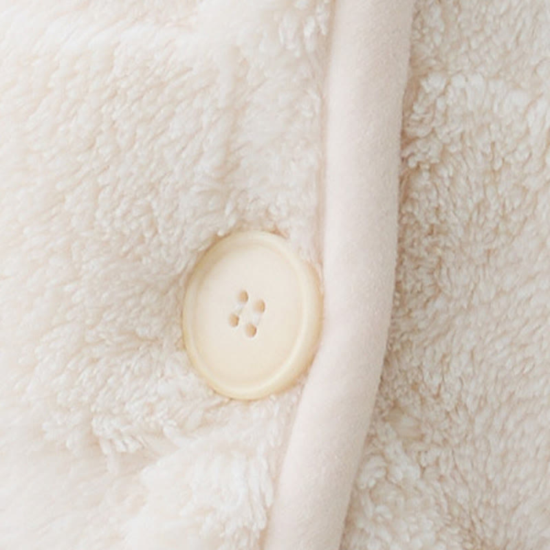 Solid Plush Checkered Texture Hooded Robe - image 7