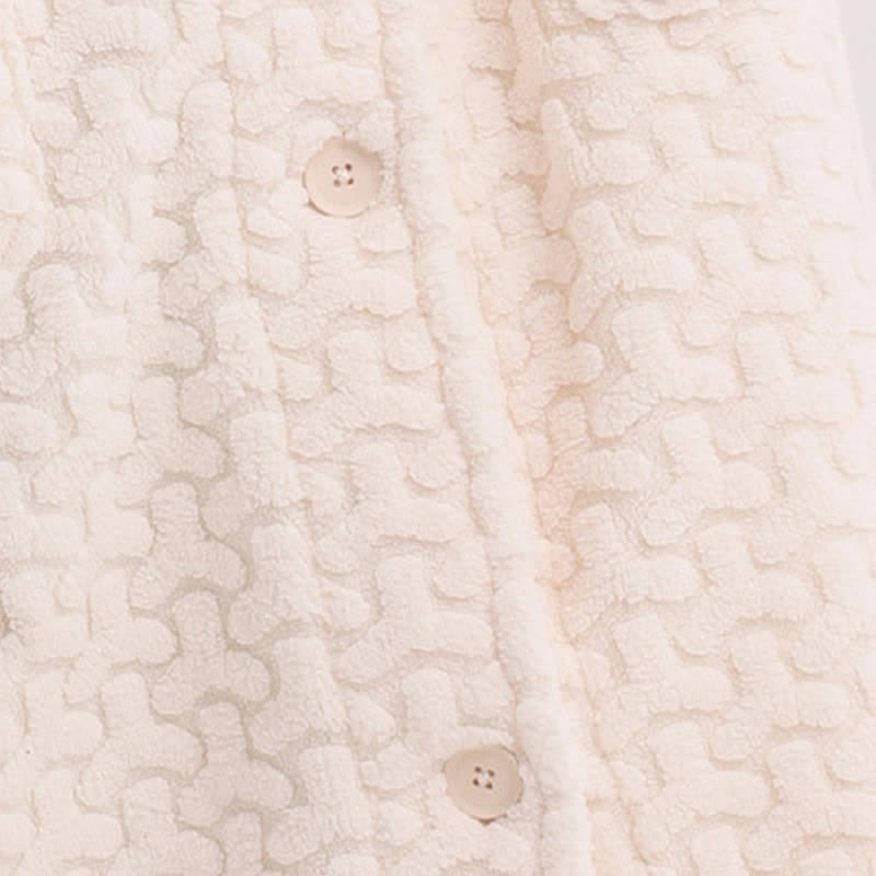 Embossed Plush Coral Fleece Hooded Robe - image 8