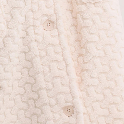 Embossed Plush Coral Fleece Hooded Robe - image 8