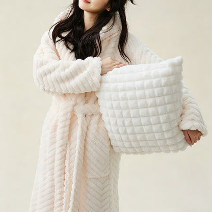 Couple Mtaching Plush Hooded Herringbone Robe - image 8