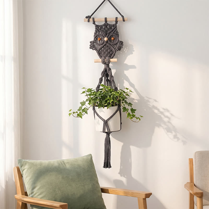 Bohemian Owl Patten Wall Hanging - Black - 75cm x 20cm - image 0