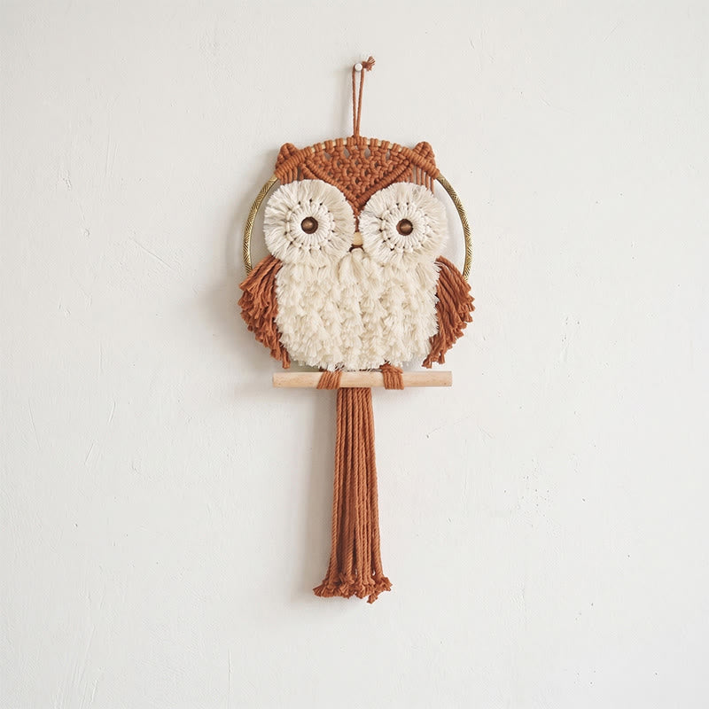 Nordic Warmth Macrame Owl Wall Hanging - Red - 25cm x 50cm - image 0