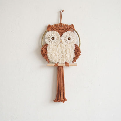 Nordic Warmth Macrame Owl Wall Hanging - Red - 25cm x 50cm - image 0