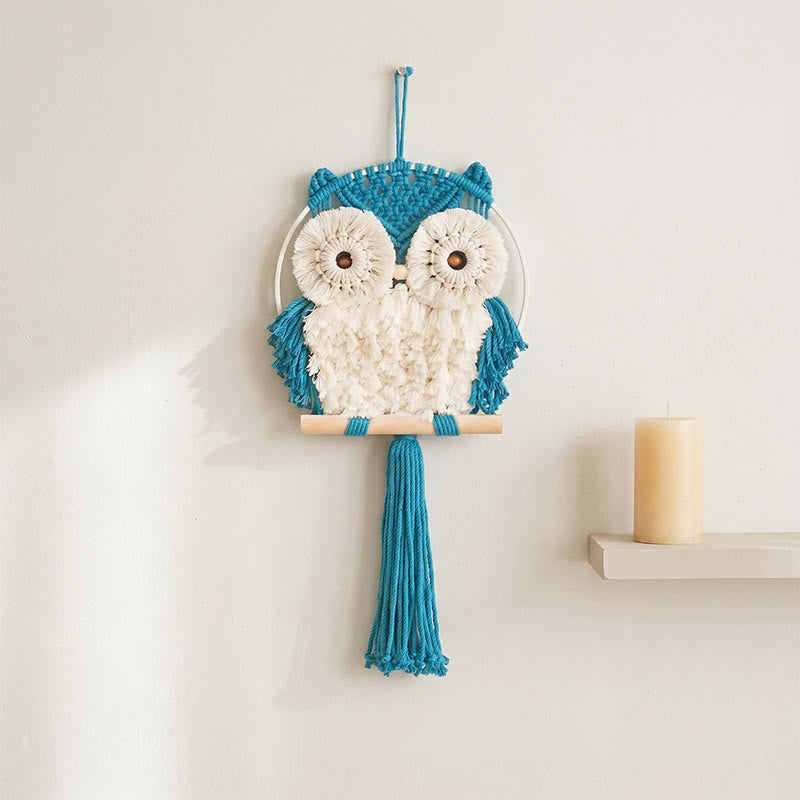 Nordic Warmth Macrame Owl Wall Hanging - Blue - 25cm x 50cm - image 4