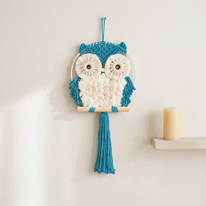 Nordic Warmth Macrame Owl Wall Hanging - Blue - 25cm x 50cm - image 4