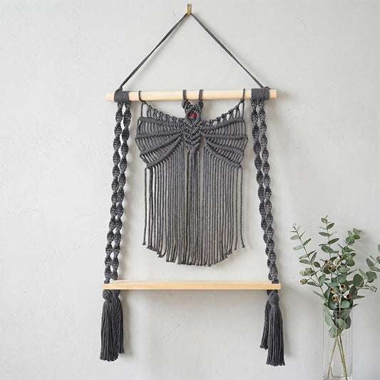 Boho Bat Macrame Wall Hanging - Black - 40cm x 65cm - image 0