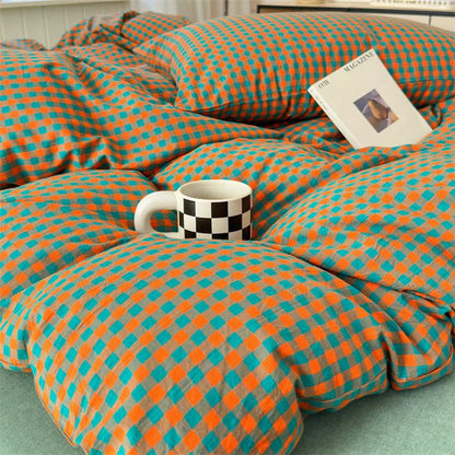 Small Check Gingham Cotton Bedding Set - image 13