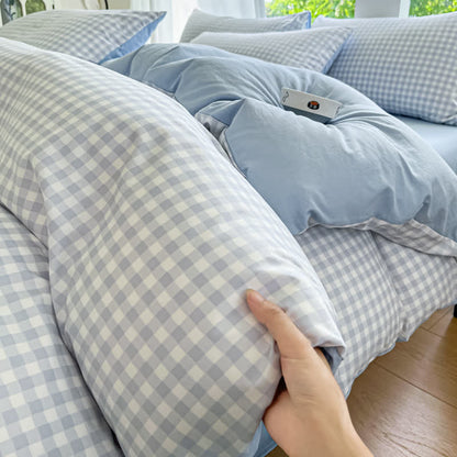Pastel Gingham Pure Cotton Bedding Set - image 11