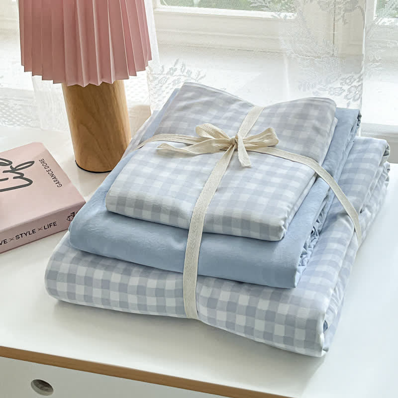 Pastel Gingham Pure Cotton Bedding Set - image 12