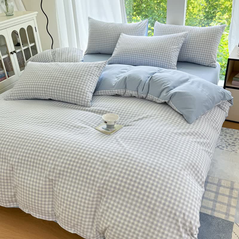 Pastel Gingham Pure Cotton Bedding Set - image 10