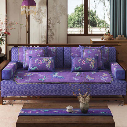 Vintage Oriental Purple Butterfly Sofa Protector - image 1